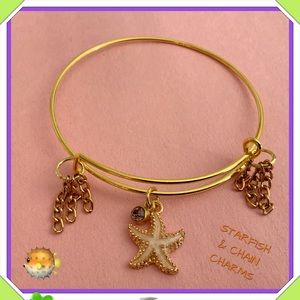 🆕✅ EXPANDABLE WIRE BRACELET STARFISH CHARM